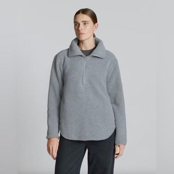 EVERLANE The ReNew Fleece Half Zip Grey Medium - Picture 1 of 14